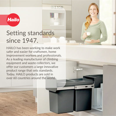 Hailo Kitchen Trash Can Dual 14L Waste Separation, EcoLine Design L (Open Box) - VMInnovations