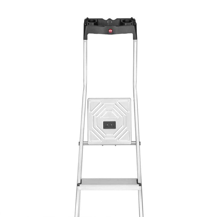 Hailo Folding Step Ladder, Non-Slip, 8 Steps for Home & Kitchen, L60, Silver/Red