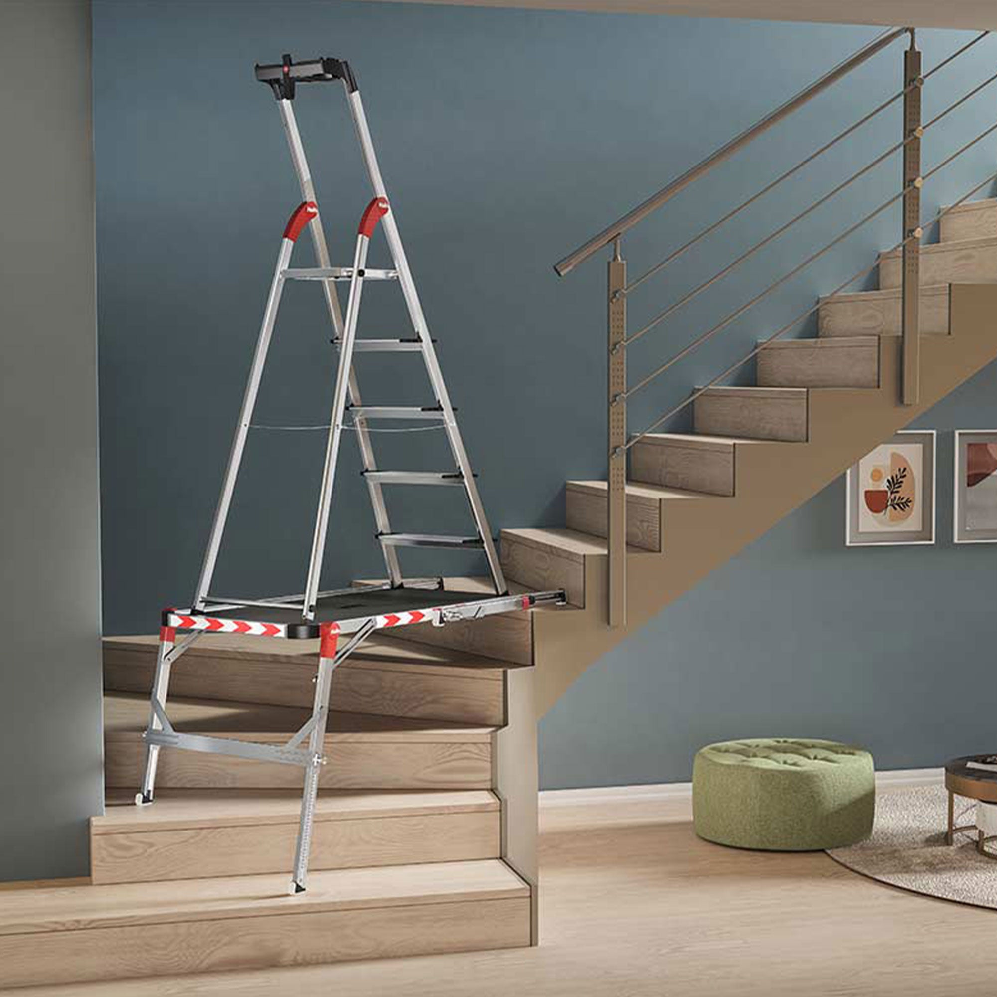 Hailo Adjustable Work Platform TP2 Plus for Ladders & Stairs, Foldable (Used) - VMInnovations
