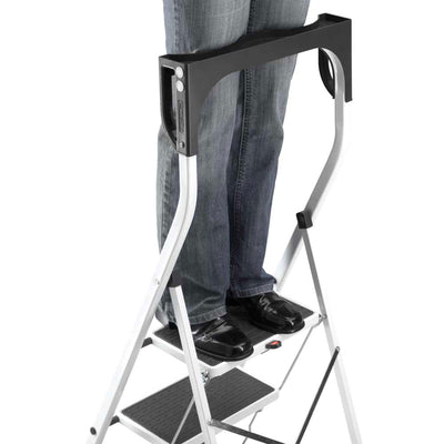 Hailo Folding Step Stool, Non-Slip 3 Step Steel Ladder, White (Open Box) - VMInnovations