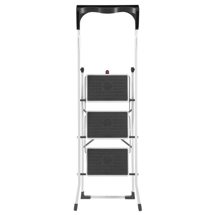 Hailo Folding Step Stool, Non-Slip 3 Step Steel Ladder, White (Open Box)