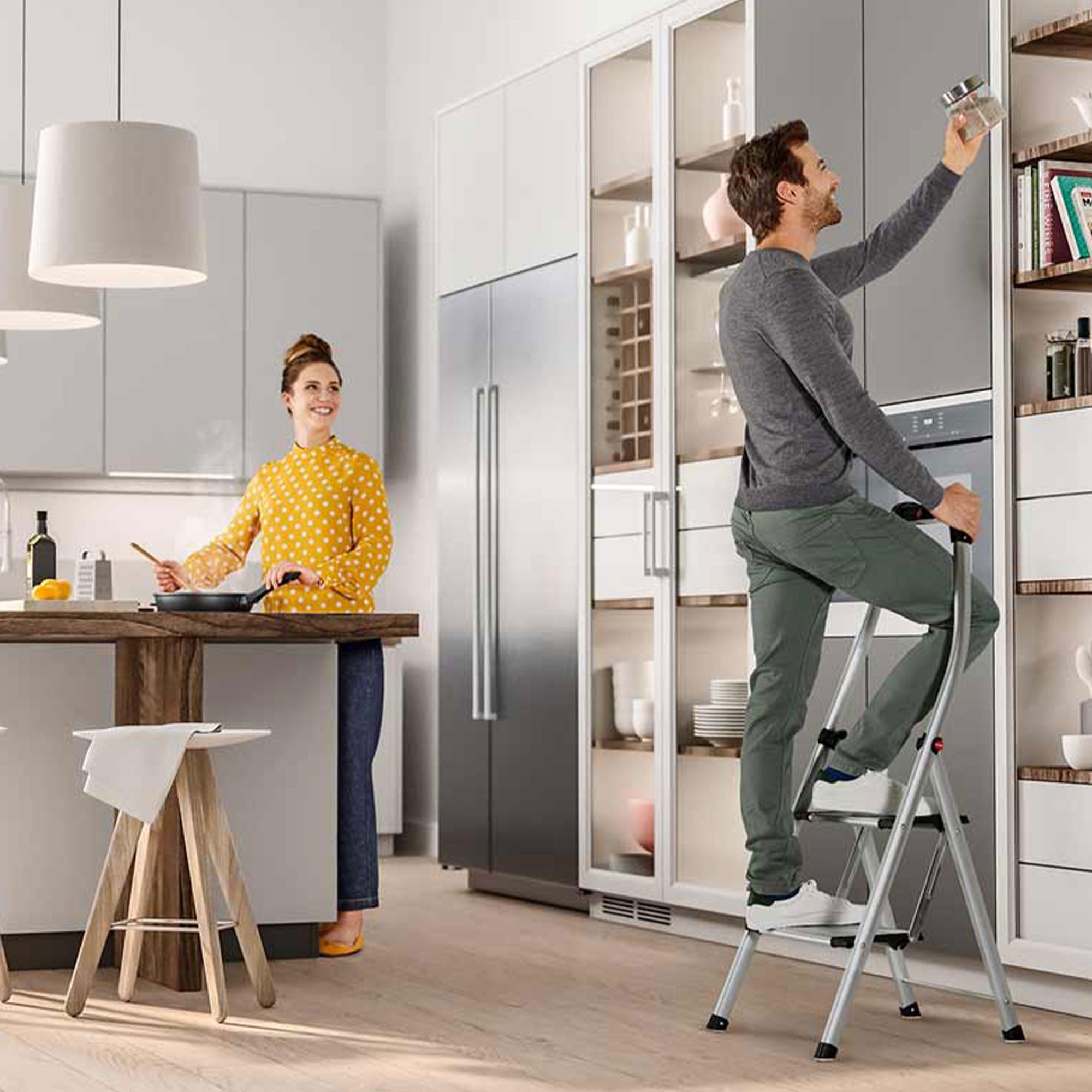 Hailo Folding Step Stool 2 Step Ladder w/Tray for Home & Kitchen, K100(Open Box) - VMInnovations