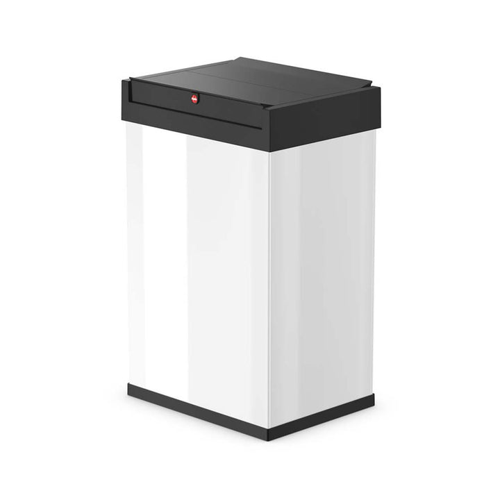 Hailo Big-Box Swing Trash Bin, 9.2 Gallon, Non-Slip Base, White with Black Lid