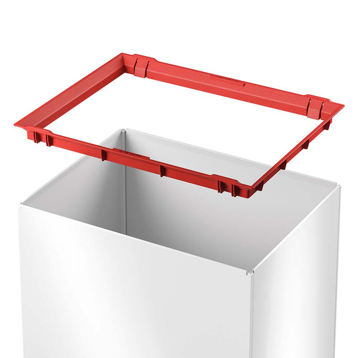 Hailo Swing Trash Bin, 9.2 Gal, Non-Slip Base, White w/Black Lid (Open Box)