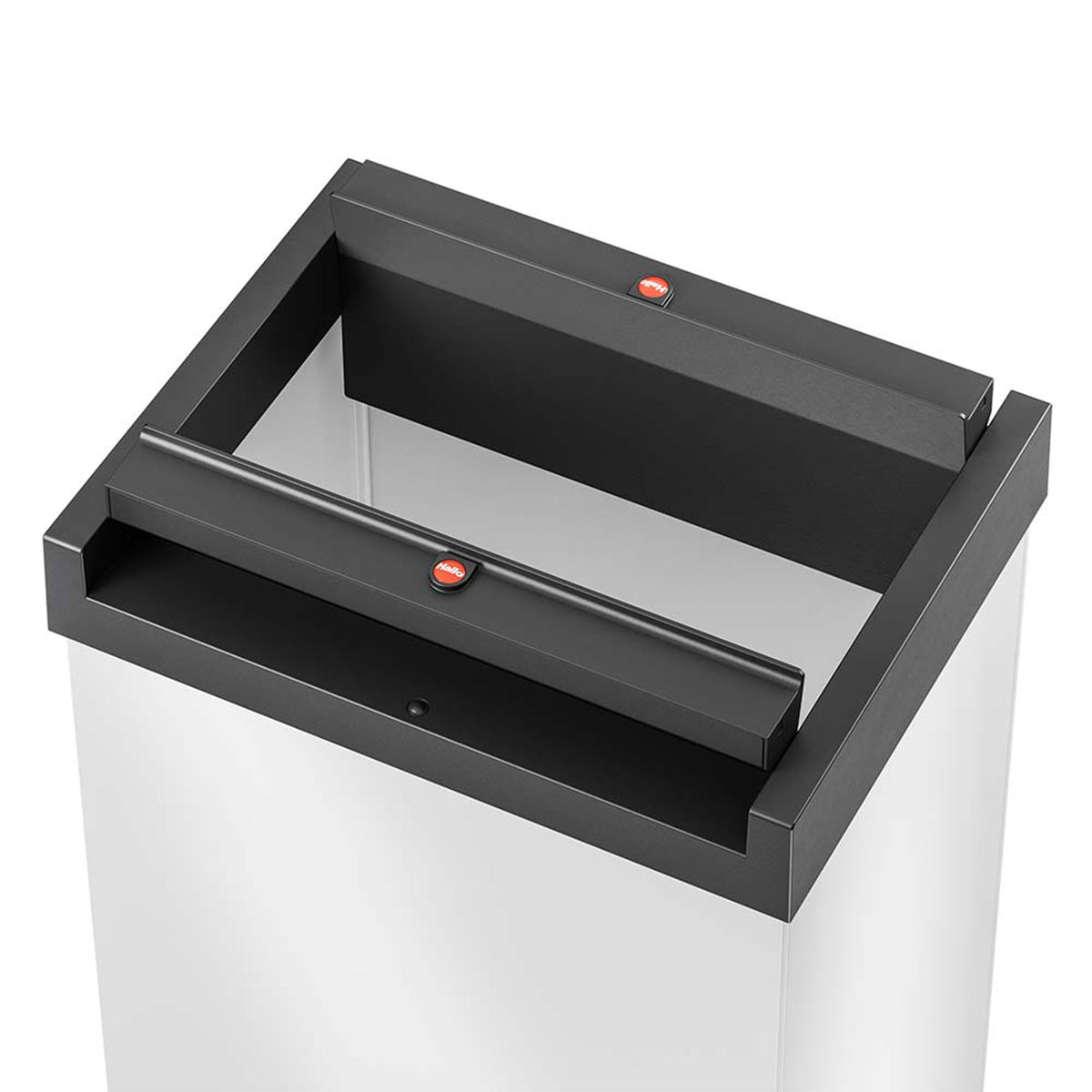 Hailo Swing Trash Bin, 9.2 Gal, Non-Slip Base, White w/Black Lid (Open Box)