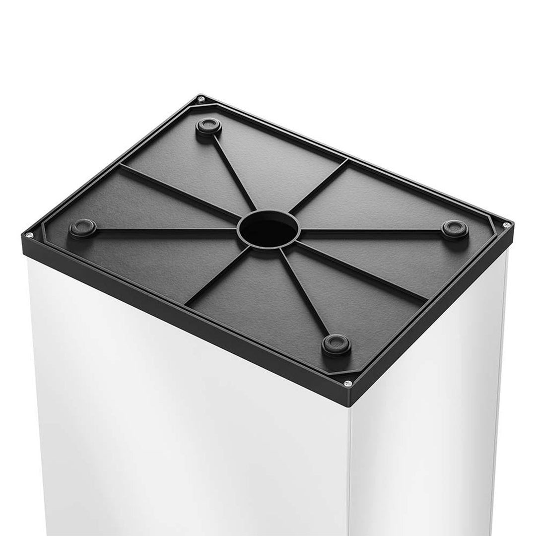 Hailo Big-Box Swing Trash Bin, 9.2 Gallon, Non-Slip Base, White with Black Lid