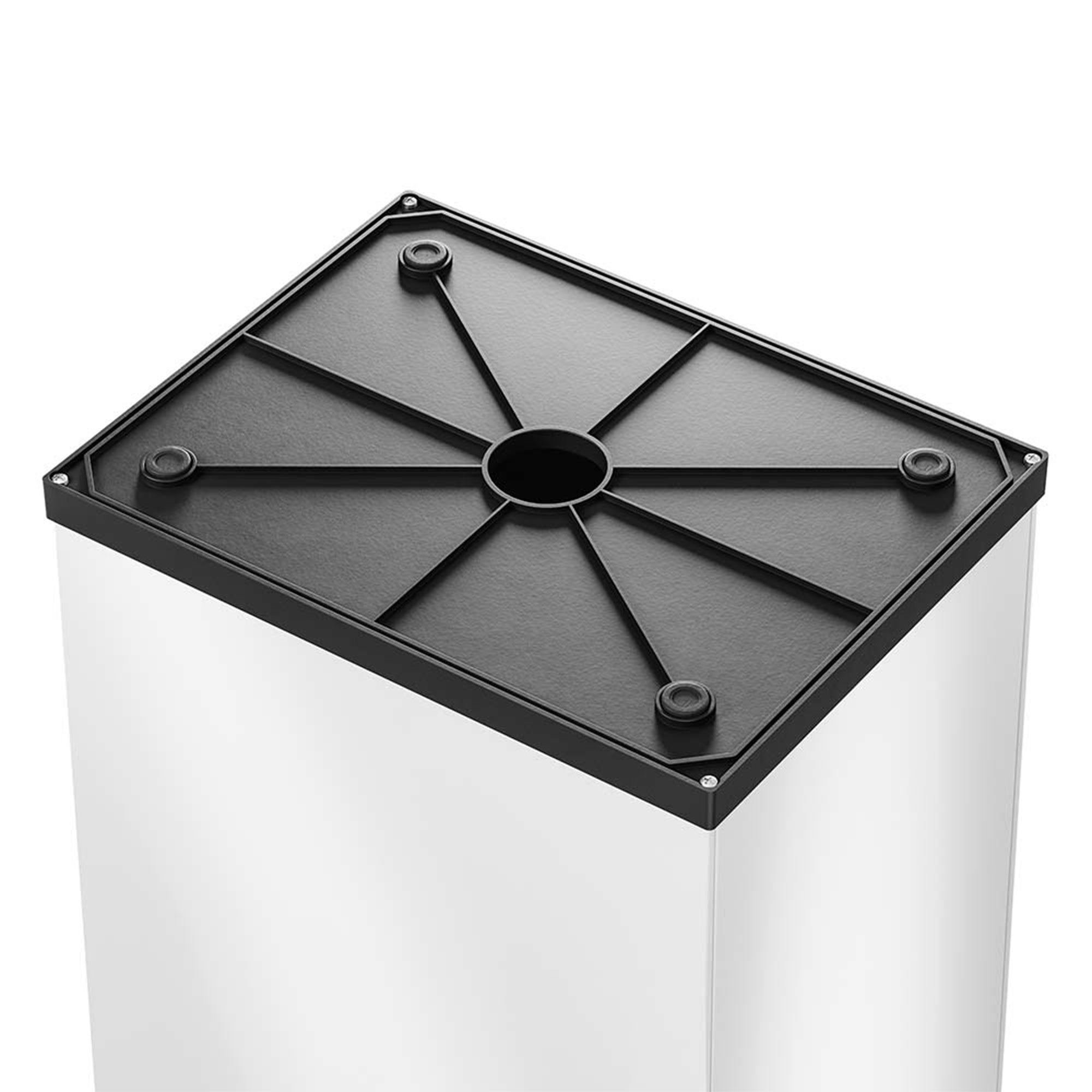 Hailo Swing Trash Bin, 9.2 Gal, Non-Slip Base, White w/Black Lid (Open Box) - VMInnovations