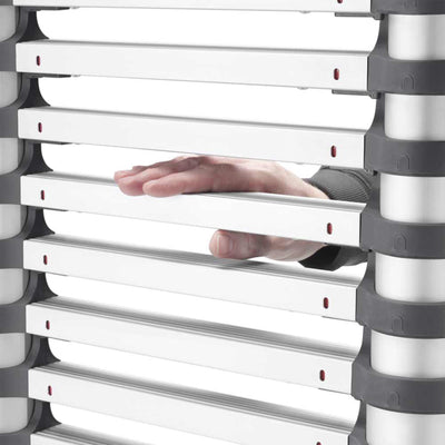 Hailo Height Adjustable Portable Compact Aluminum Telescoping Ladder, Red/Black - VMInnovations