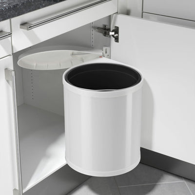 Hailo Compact-Box M Trash Can, 4 Gallon, Lid-Lift, Small Kitchen Bin, White - VMInnovations
