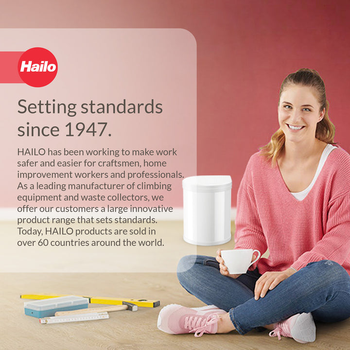 Hailo Compact Trash Can, 4 Gal, Lid-Lift, Small Kitchen Bin, White (Open Box)