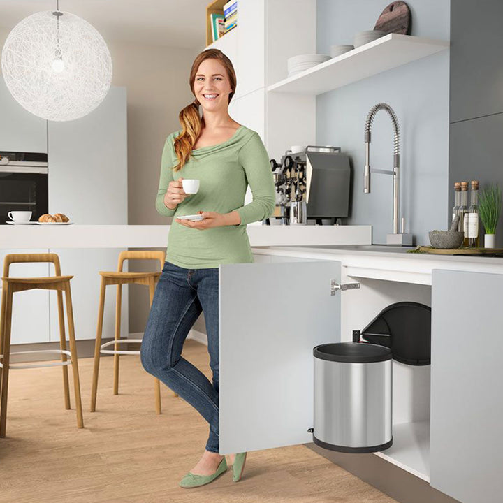 Hailo Compact-Box M Trash Can, 4 Gal, Lid-Lift, Small Kitchen Bin, Steel (Used) - VMInnovations