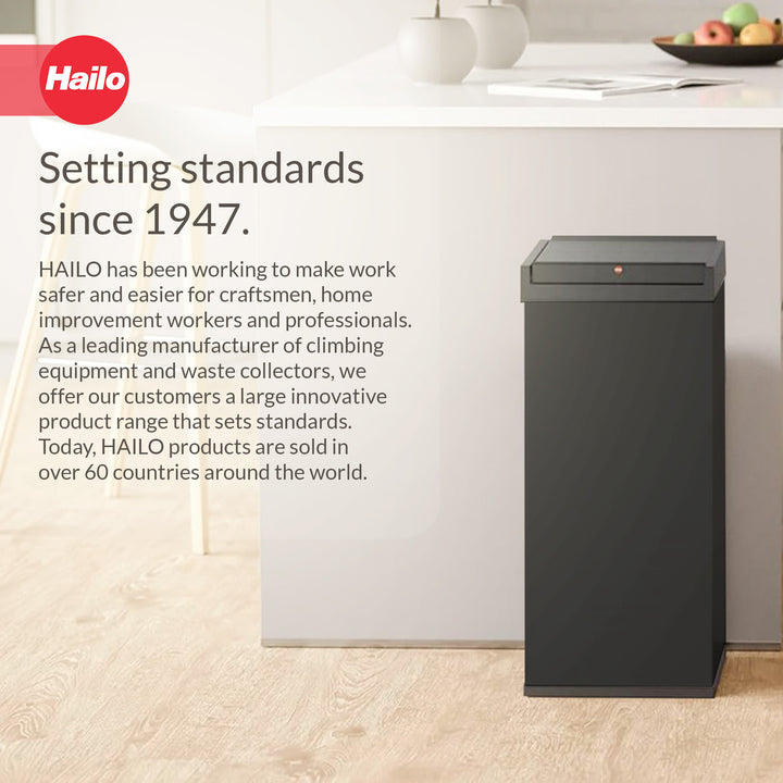 Hailo 52L 13.7 Gallon Steel Trash Can, Big-Box Swing XL, Black (Open Box)