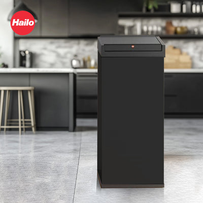 Hailo 52L 13.7 Gallon Steel Trash Can Self-Closing Lid Big-Box Swing XL, Black - VMInnovations