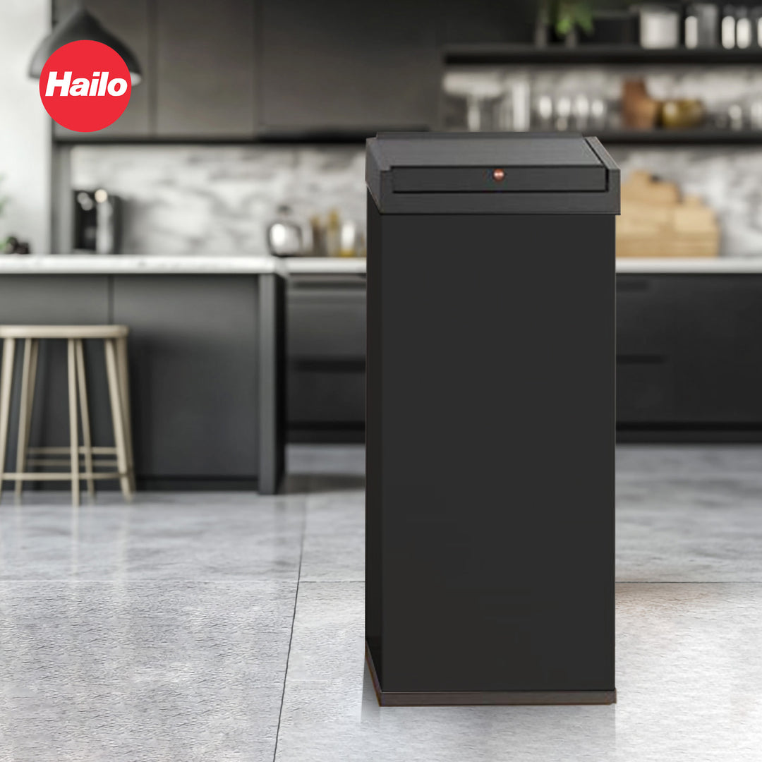 Hailo 52L 13.7 Gallon Steel Trash Can, Big-Box Swing XL, Black (Open Box)