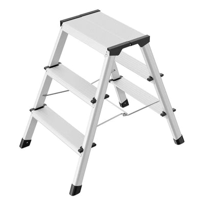 Hailo Folding Step Stool, 2-Sided 3 Step Ladder for Garage, (Open Box) - VMInnovations