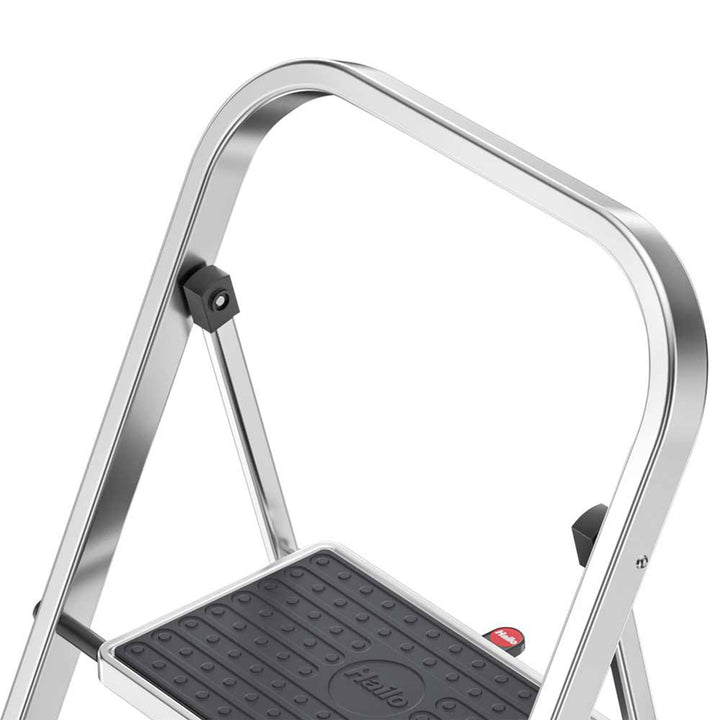 Hailo Folding Step Stool, Non-Slip 3 Step Ladder, K70, Silver (Open Box)