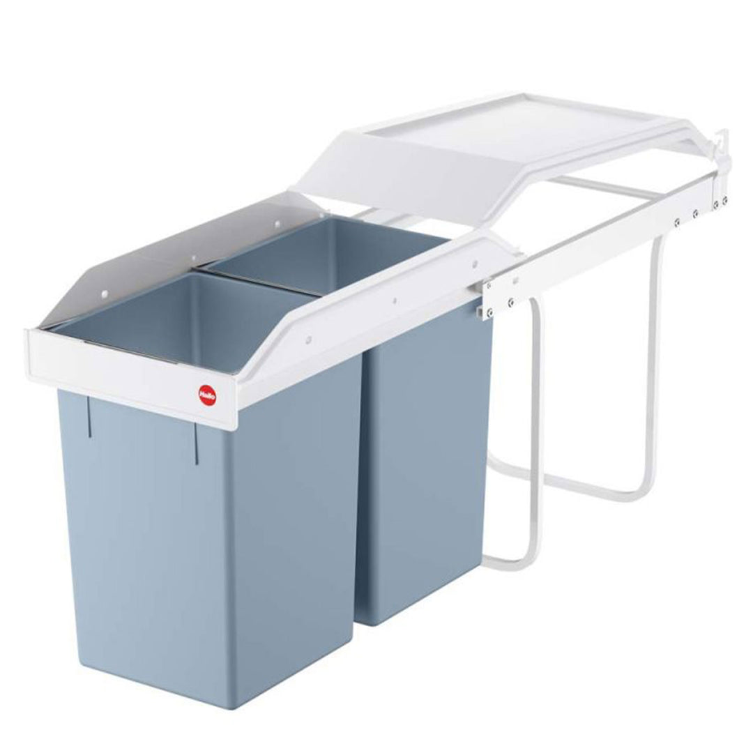 Hailo Multi-Box Pull-Out Trash Can, 11.8" Cabinet, 2 Bins, 3.7 Gal, Blue (Used) - VMInnovations