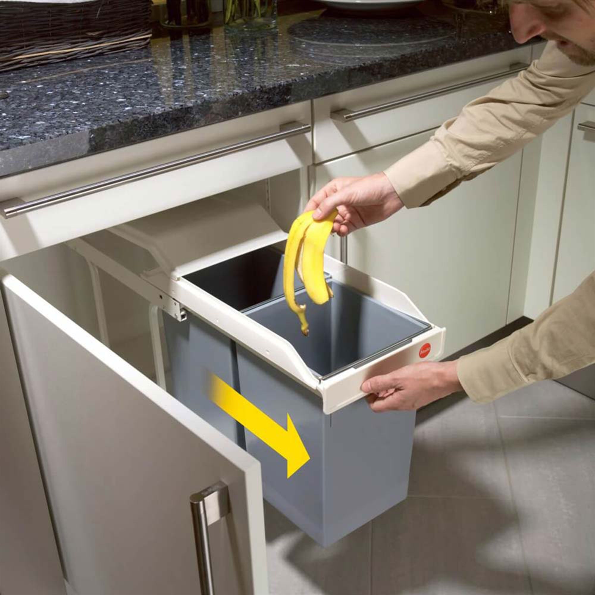 Hailo Multi-Box Pull-Out Trash Can, 11.8" Cabinet, 2 Bins, 3.7 Gal, Blue (Used) - VMInnovations
