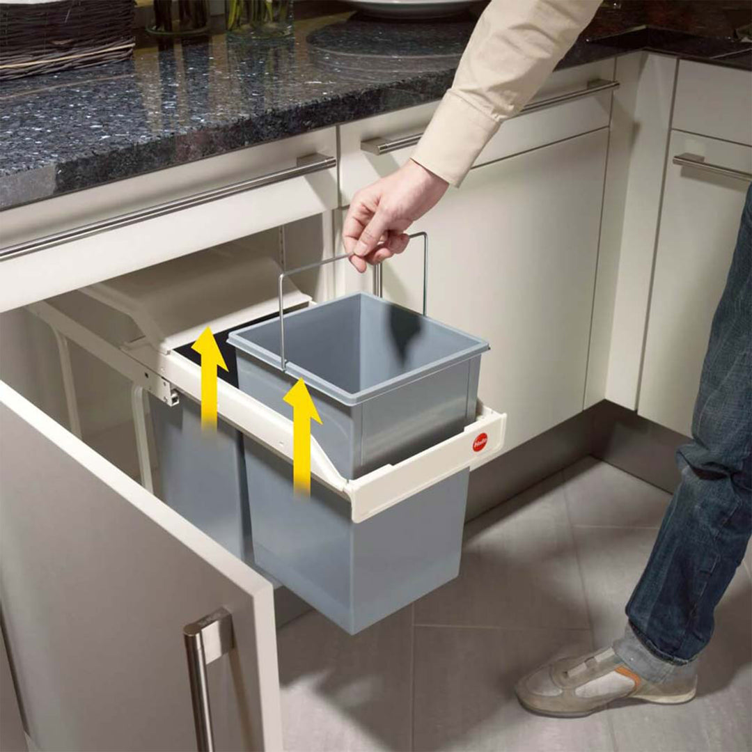 Hailo Multi-Box Pull-Out Trash Can, 11.8" Cabinet, 2 Bins, 3.7 Gal, Blue (Used)