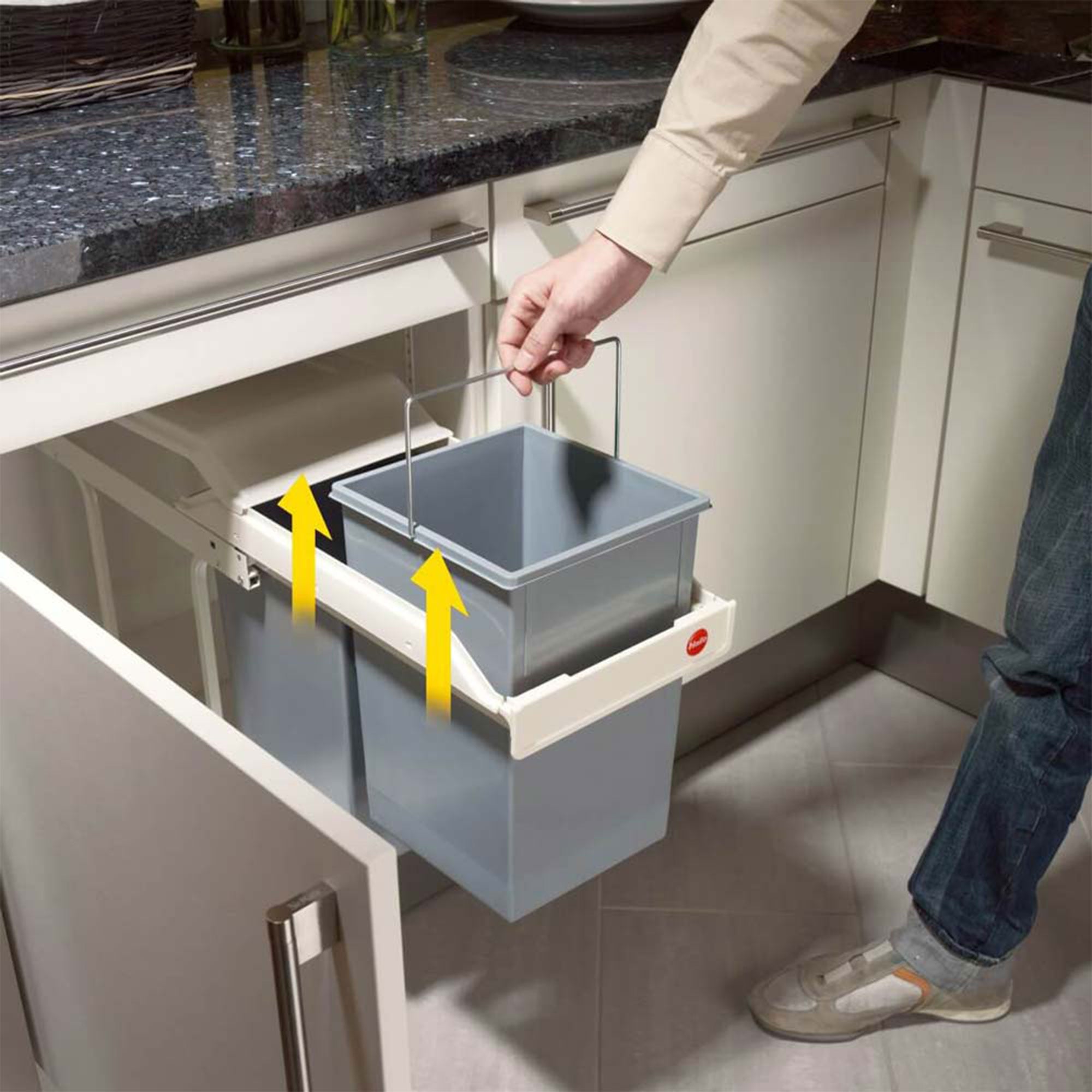 Hailo Duo L Pull-Out Trash Can, 11.8" Cabinet, 2 Bins, 3.7 Gal, Blue (Open Box) - VMInnovations