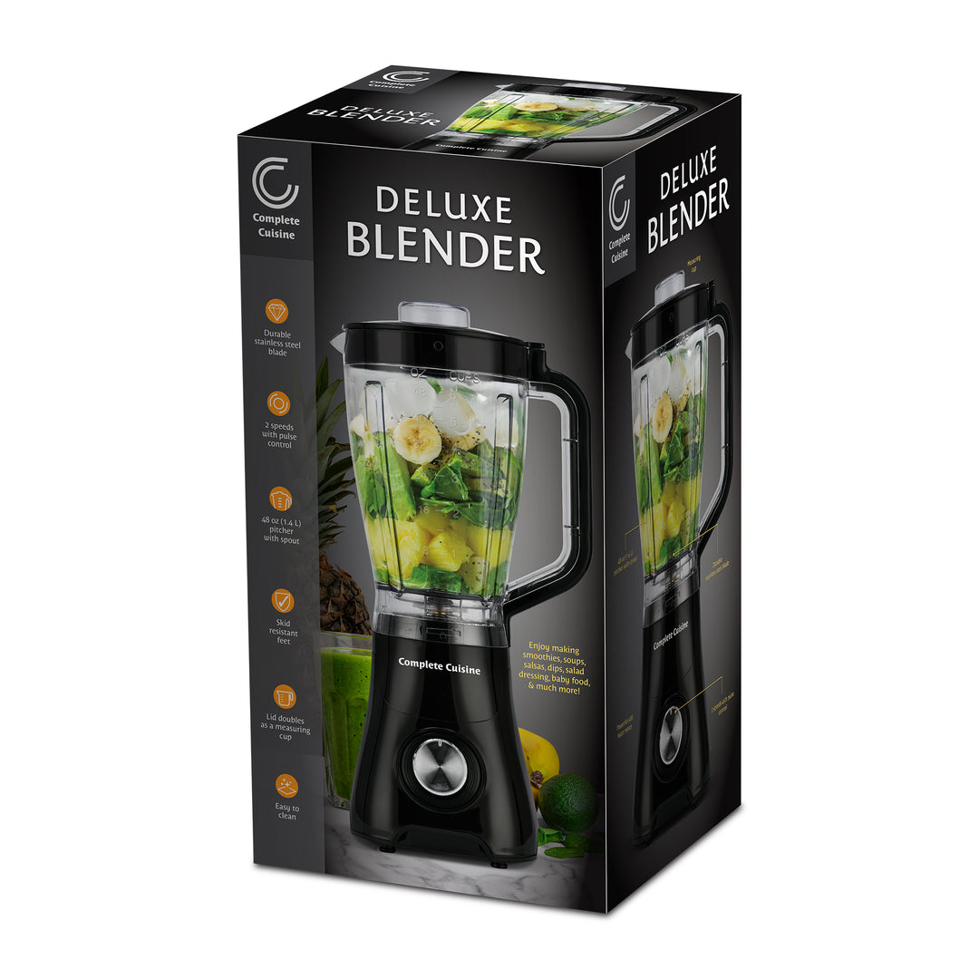 Complete Cuisine Kitchen Blender, 2-Speed Electric Smoothie Maker, 48 Oz, Black