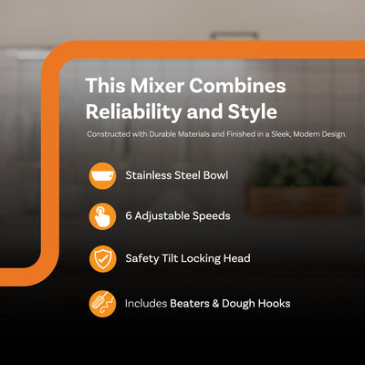 Complete Cuisine Tilt Head Stand Mixer w/ 3.7 Quart Stainless Steel Mixing Bowl - VMInnovations