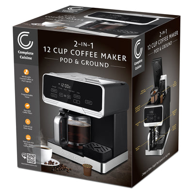 Complete Cuisine 2-in-1 Programmable Coffee Maker, 12-Cup Pot & Single-Serve Pod - VMInnovations