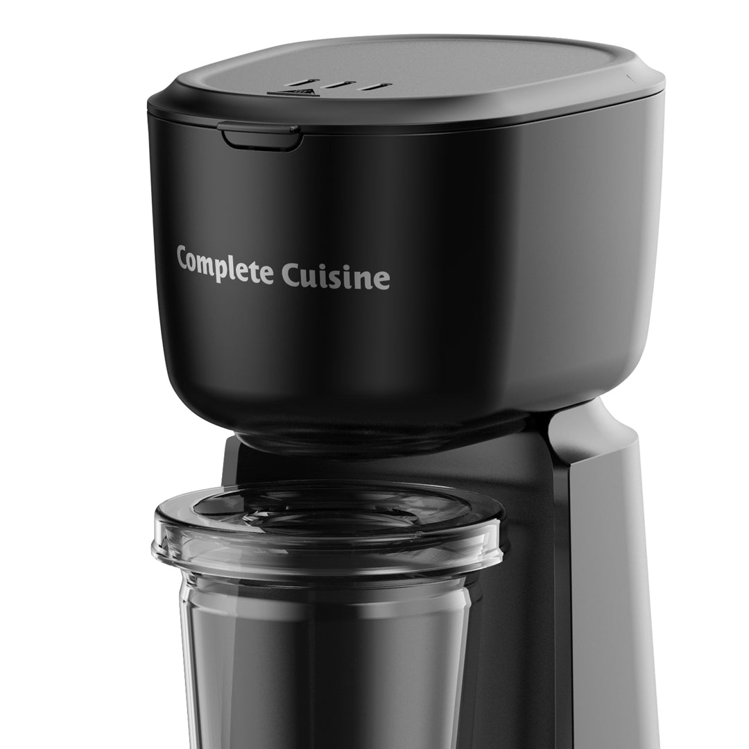 Complete Cuisine Single Serve Coffee Maker, Hot & Iced Brewer, Travel Cup, Black