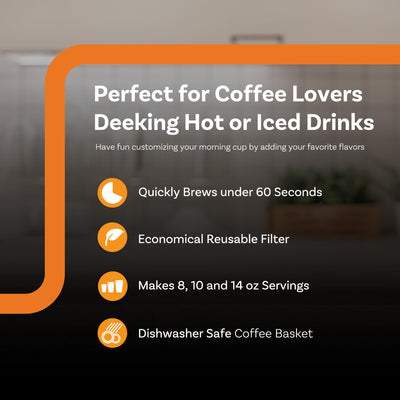 Complete Cuisine Single Serve Coffee Maker, Hot & Iced Brewer, Travel Cup, Black - VMInnovations