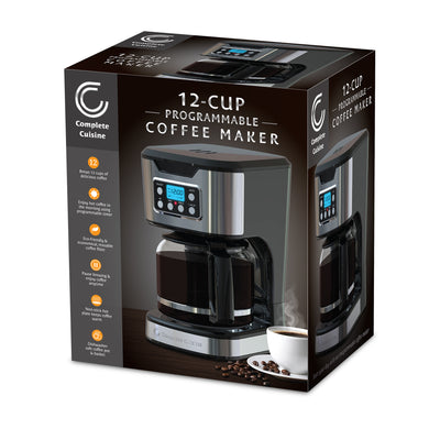 Complete Cuisine 12-Cup Programmable Drip Coffee Maker, Auto Shut-Off, Black - VMInnovations