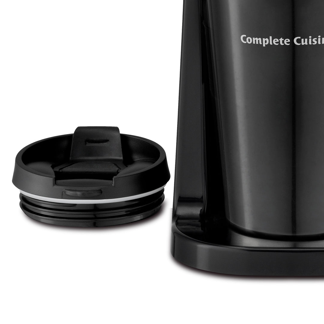 Complete Cuisine Single Coffee Maker Brewer, Stainless Steel Travel Cup, Black