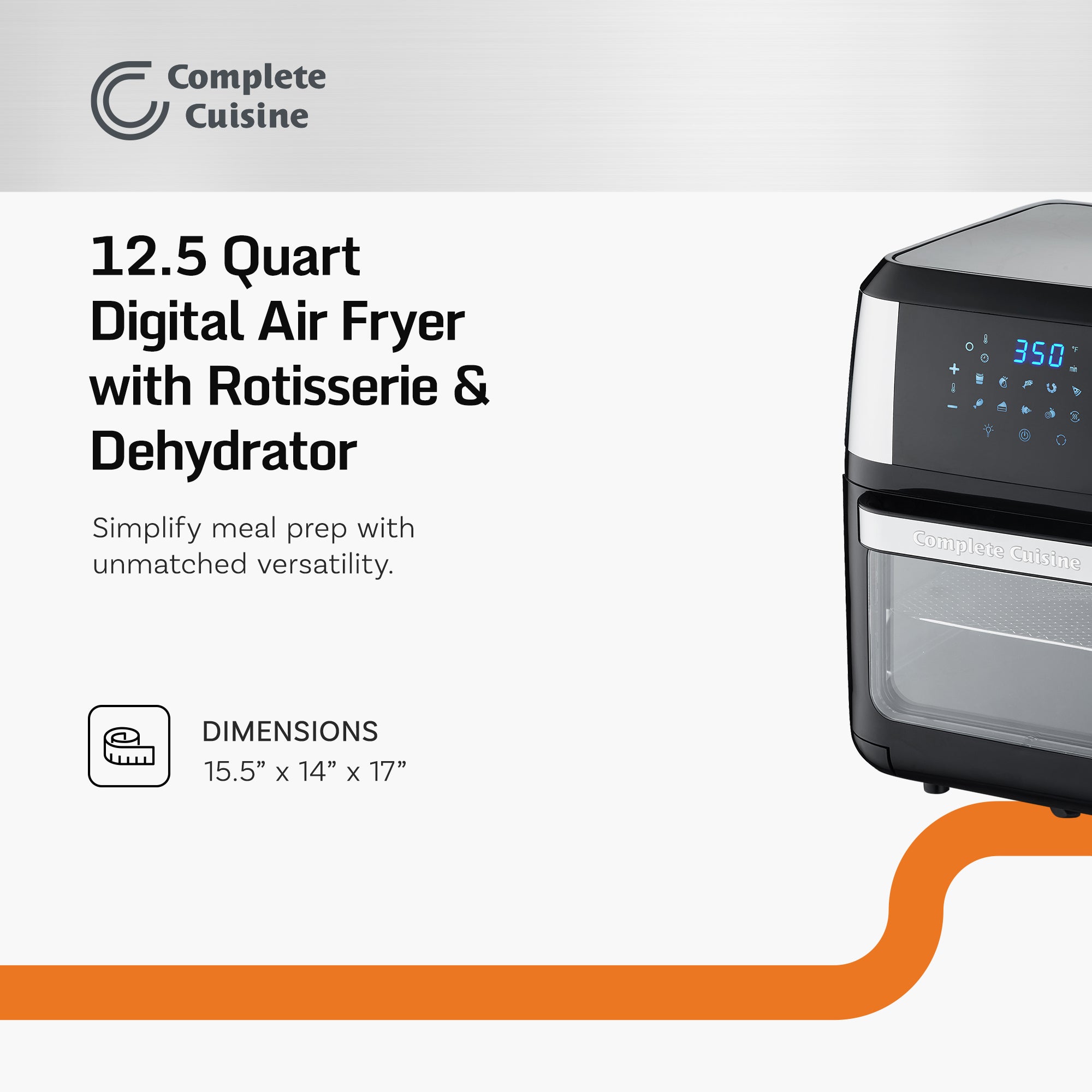 Complete Cuisine 12.5 Quart Digital Air Fryer Oven with Rotisserie & Dehydrator - VMInnovations