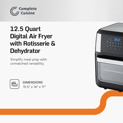 Complete Cuisine 12.5 Quart Digital Air Fryer Oven with Rotisserie & Dehydrator - VMInnovations