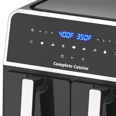 Complete Cuisine 9.5 Quart Dual Zone Air Fryer, Touch Screen, Non-Stick, Black - VMInnovations