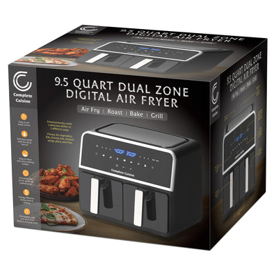 Complete Cuisine 9.5 Quart Dual Zone Air Fryer, Touch Screen, Non-Stick, Black - VMInnovations