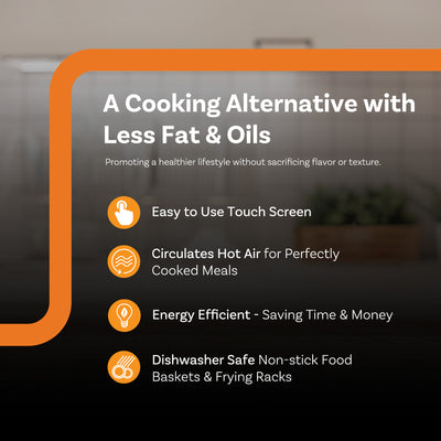 Complete Cuisine 9.5 Quart Dual Zone Air Fryer, Touch Screen, Non-Stick, Black - VMInnovations