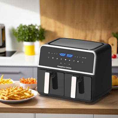 Complete Cuisine 9.5 Quart Dual Zone Air Fryer, Touch Screen, Non-Stick, Black - VMInnovations