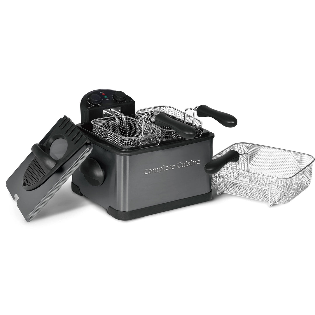 Complete Cuisine 4 Liter Electric Deep Fryer with 3 Fryer Baskets, Lid & Filter - VMInnovations
