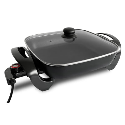 Complete Cuisine Electric Skillet with Glass Lid and Temperature Settings, 12" - VMInnovations