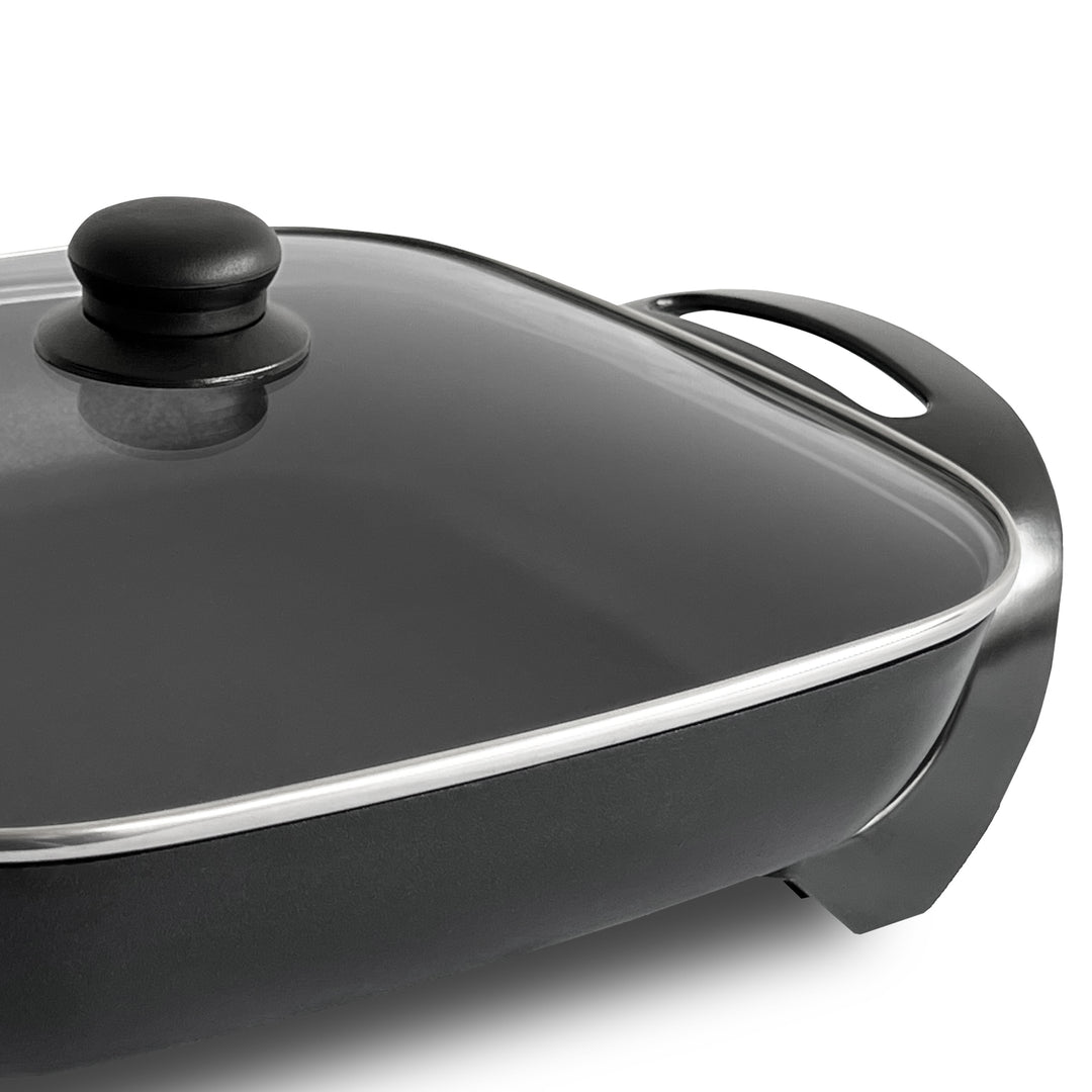 Complete Cuisine Electric Skillet with Glass Lid and Temperature Settings, 12"