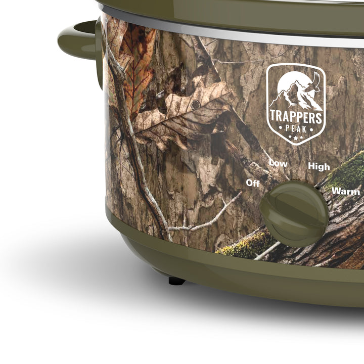 Trappers Peak 7 Quart Oval Slow Cooker Pot with Heat Settings, Mossy Oak Camo