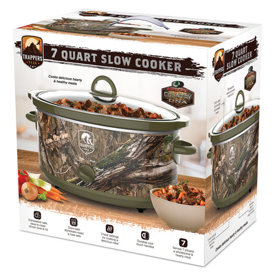 Trappers Peak 7 Quart Oval Slow Cooker Pot with Heat Settings, Mossy Oak Camo - VMInnovations