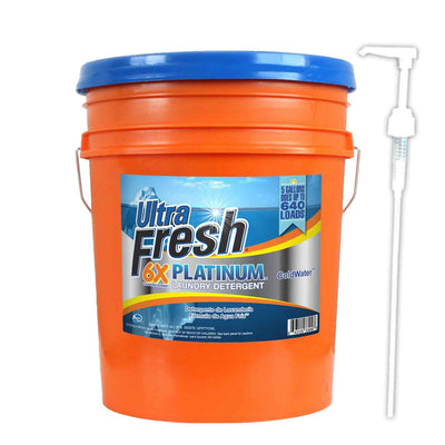 Ultra Fresh 6X Platinum Laundry Detergent, Up to 640 Loads, ColdWater, 5 Gallon