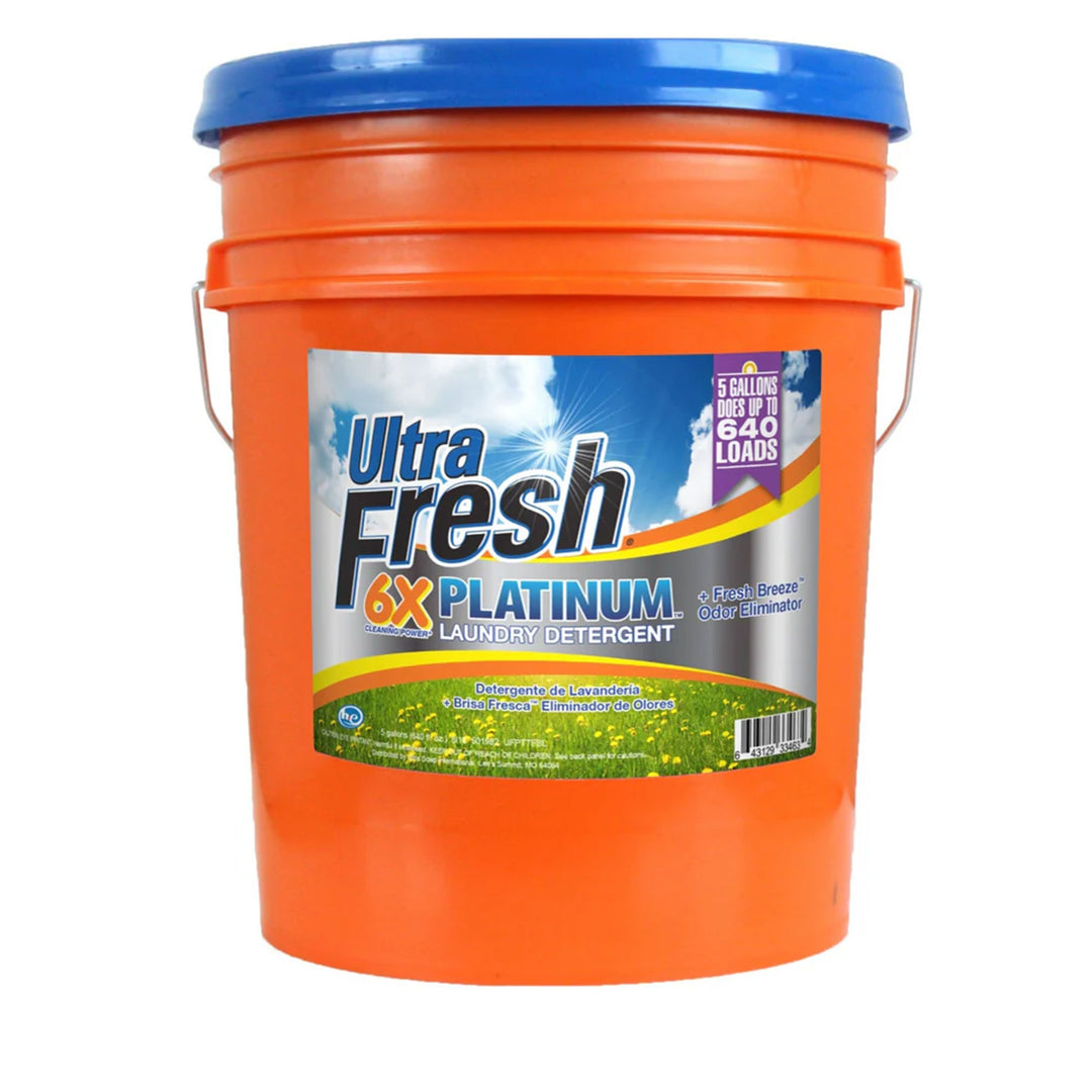 Ultra Fresh 6X Platinum Laundry Detergent, Up to 640 Loads, Fresh Breeze, 5 Gal