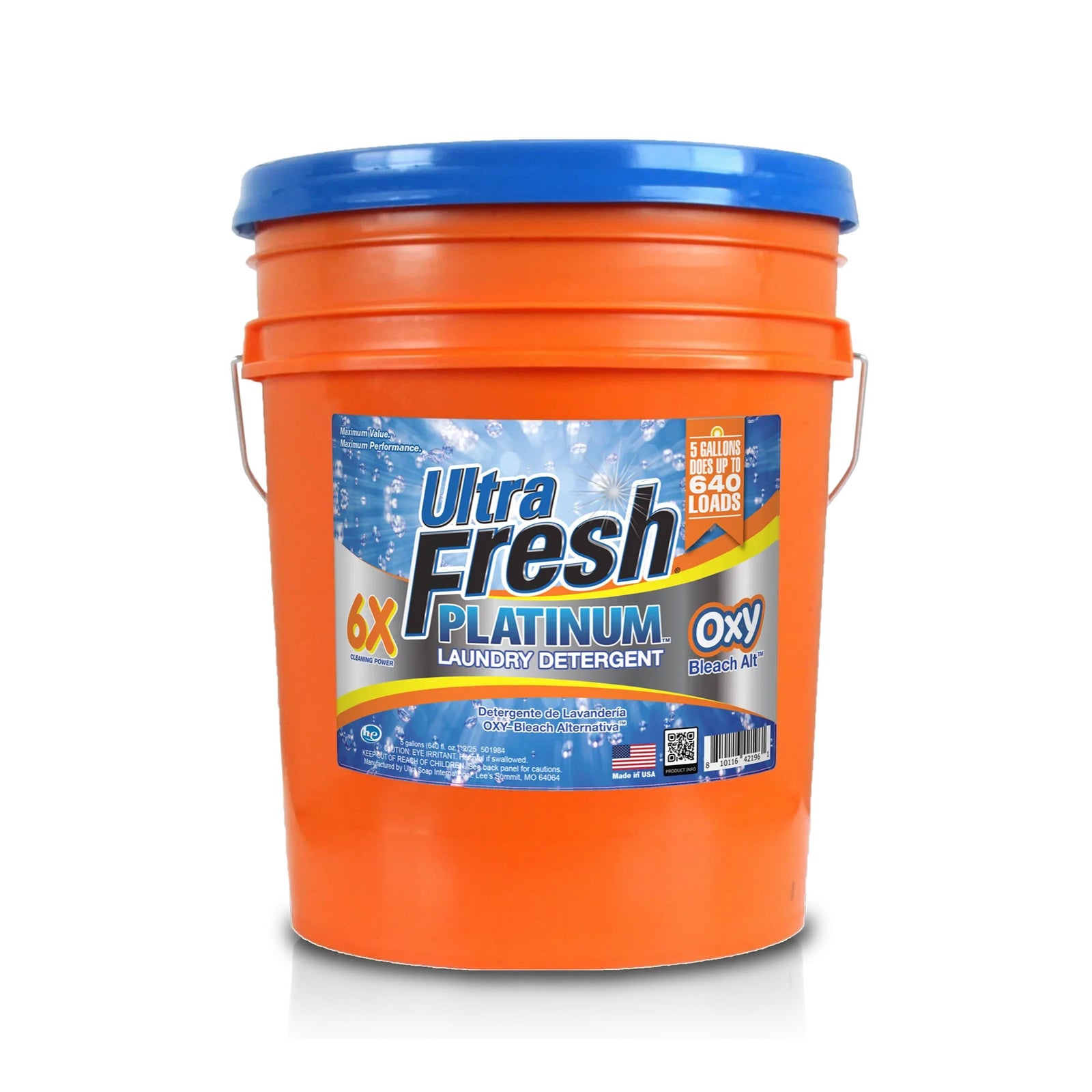 Ultra Fresh 6X Platinum Laundry Detergent, Up to 640 Loads, Bleach Alt, 5 Gallon - VMInnovations