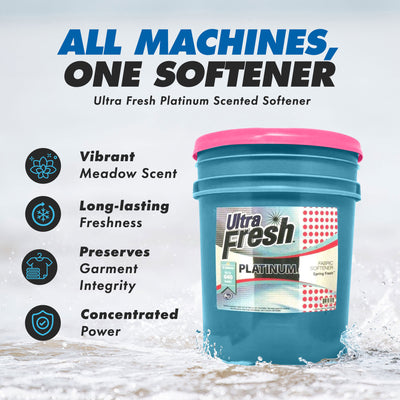 Ultra Fresh Platinum Fragrance & Dye Free Fabric Softener Up to 640 Loads, 5 Gal - VMInnovations