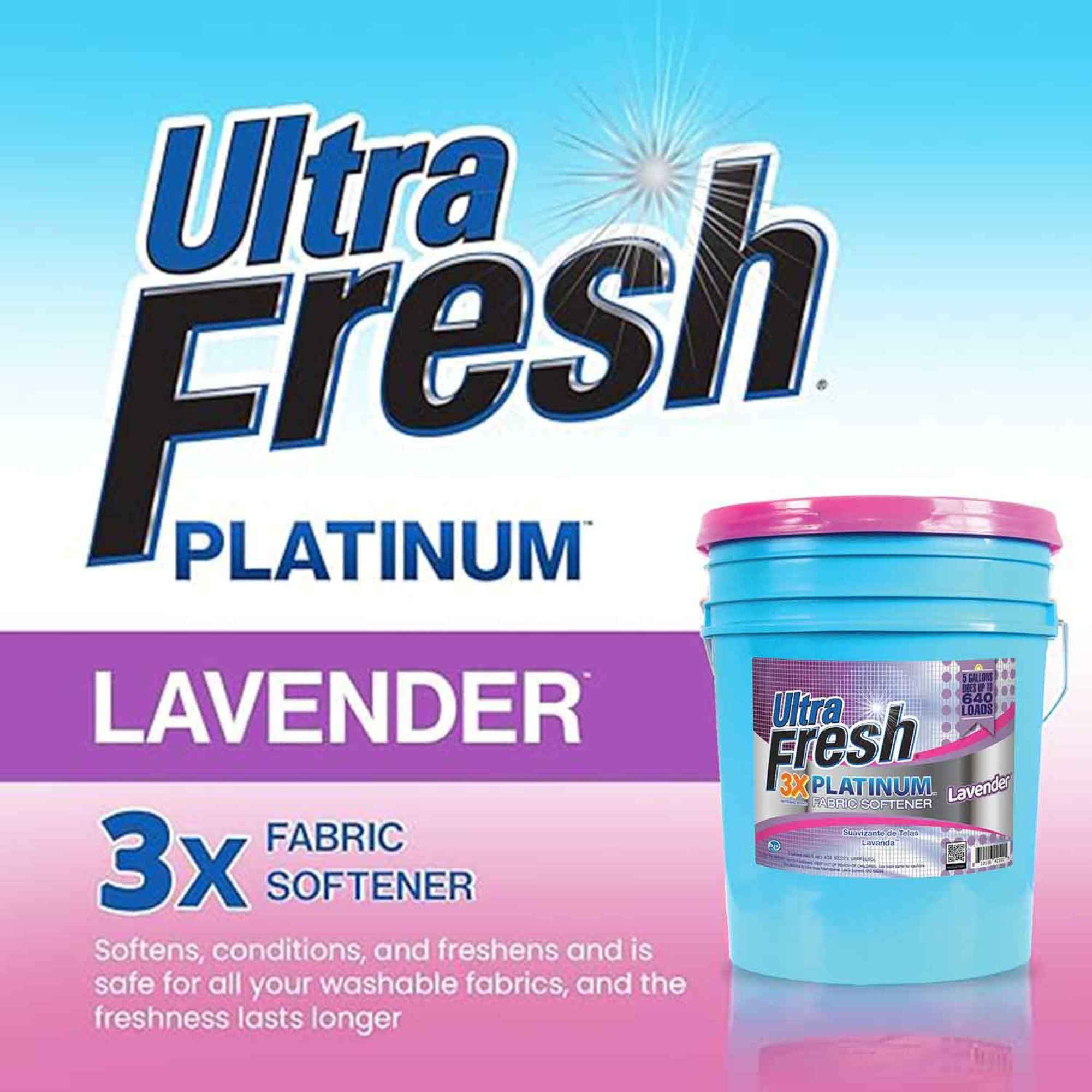Ultra Fresh Platinum Laundry Fabric Softener up to 640 Loads, Lavender, 5 Gallon - VMInnovations
