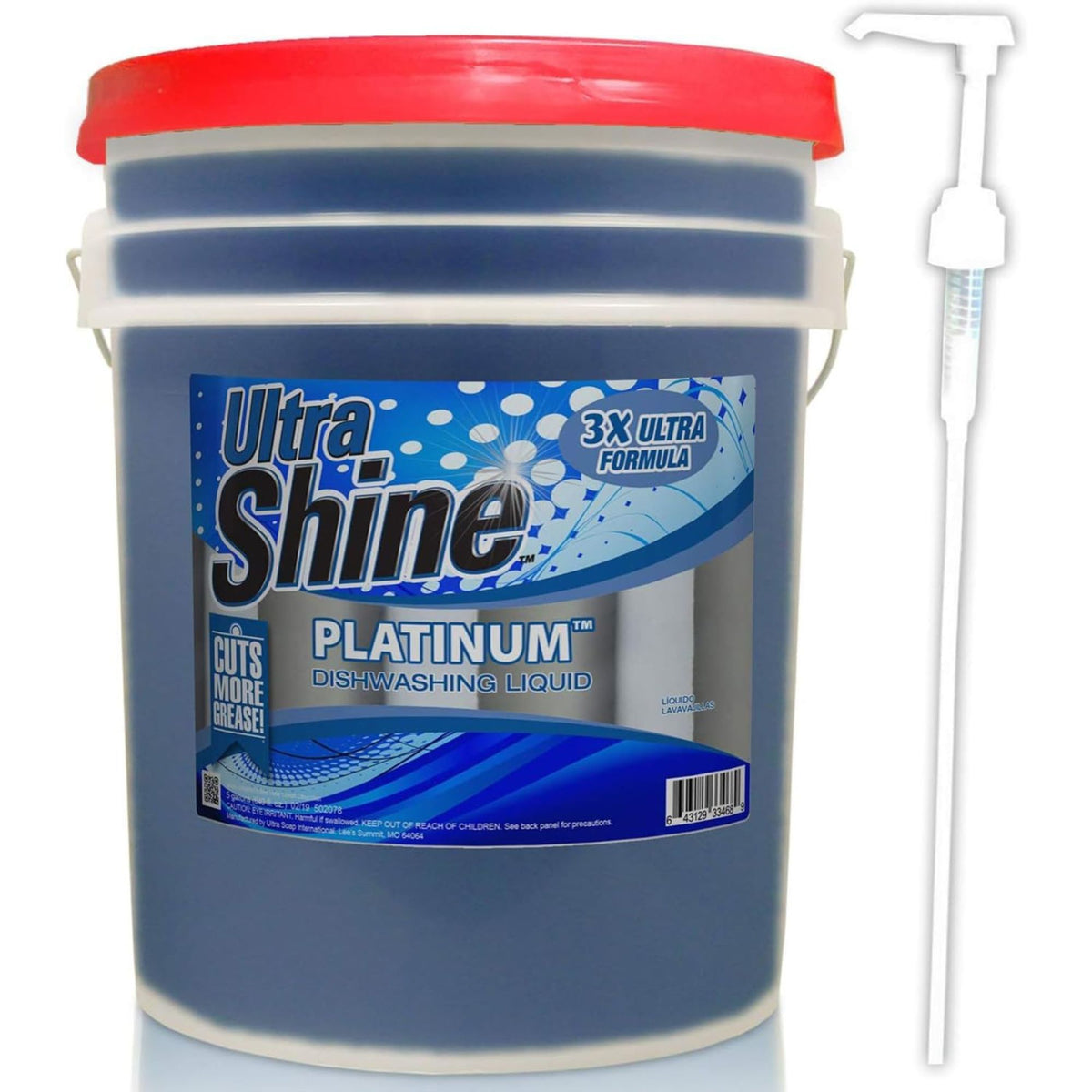 Ultra Shine™ 3 Pack 3X Platinum™ Dishwashing Liquid Grease Remover, 5 Gal, Blue