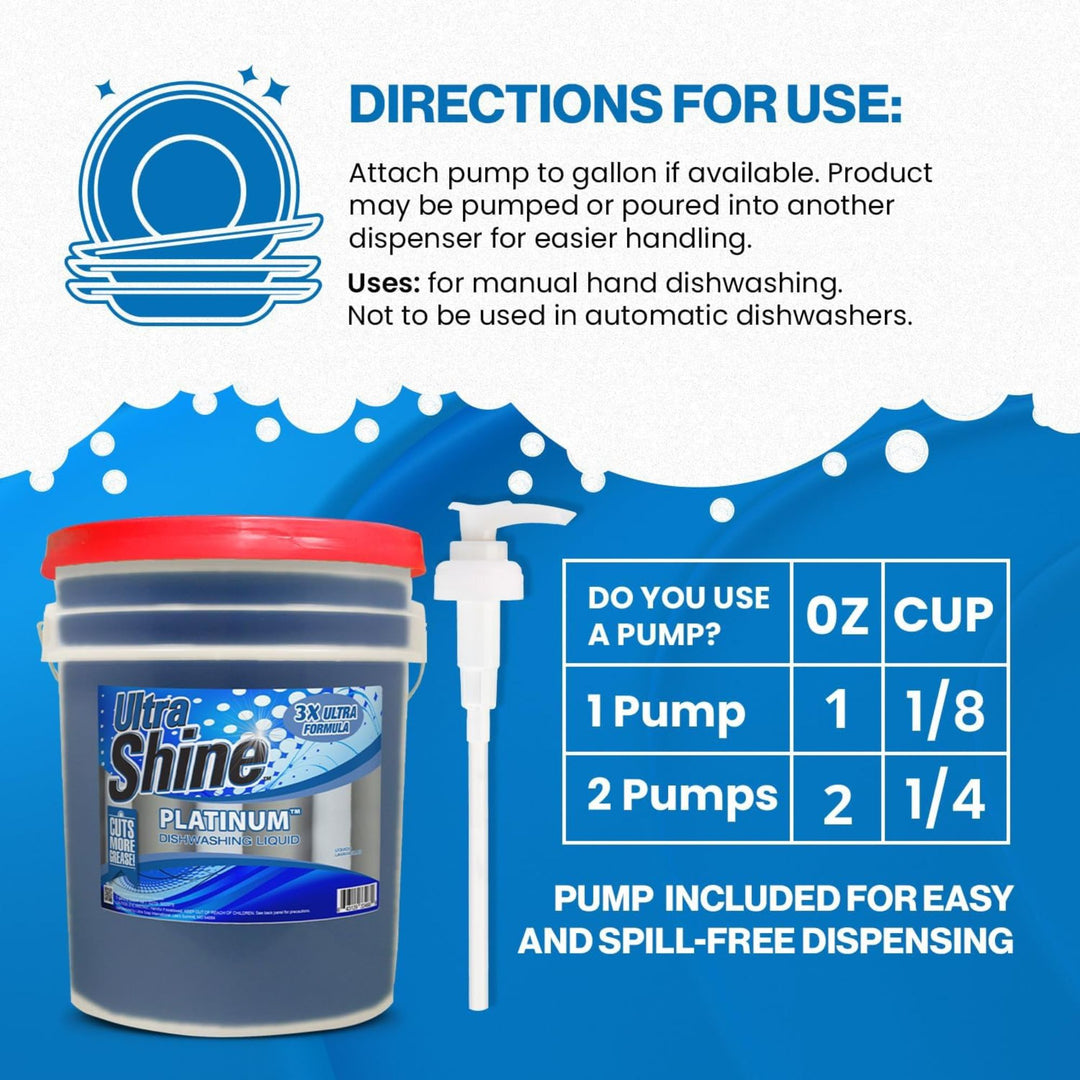 Ultra Shine™ 2 Pack 3X Platinum™ Dishwashing Liquid Grease Remover, 5 Gal, Blue - VMInnovations