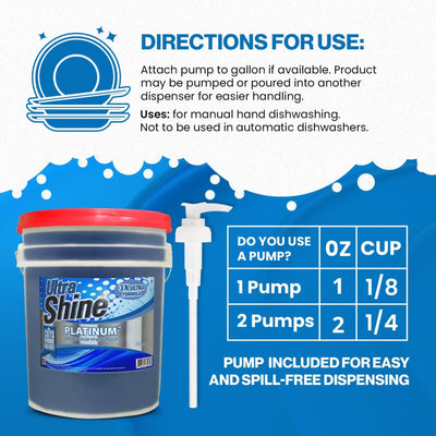Ultra Shine™ 3 Pack 3X Platinum™ Dishwashing Liquid Grease Remover, 5 Gal, Blue